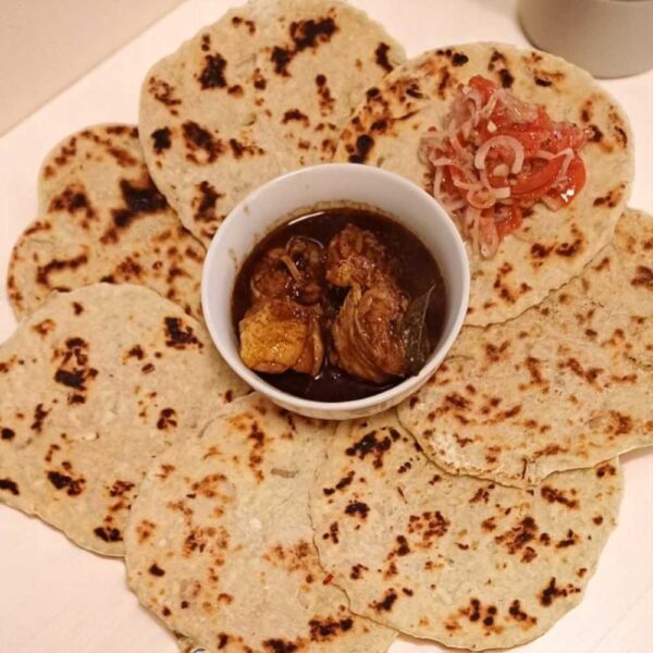 Pol Roti with Pork Curry